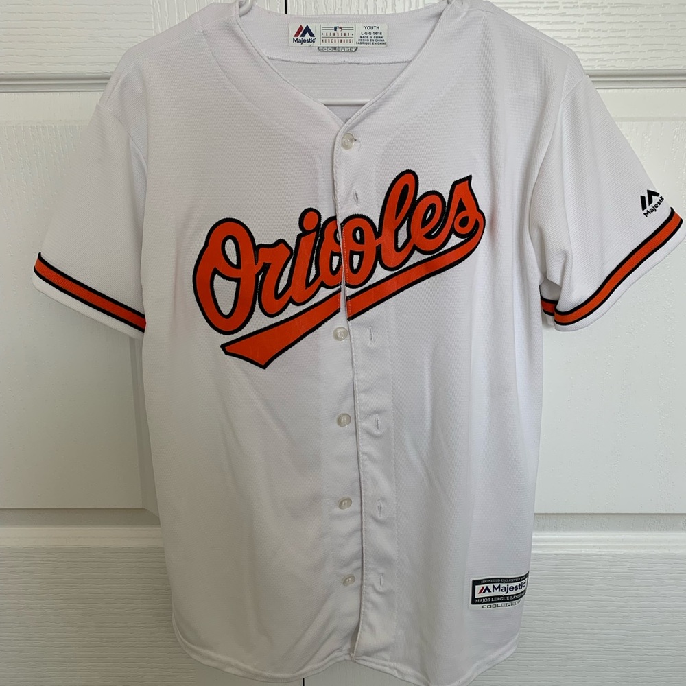 Majestic Youth Large Orioles Button Down Shirt